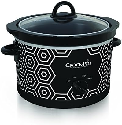 Crock-Pot 4.5 Quart Portable Slow Cooker – Black & White 3HGE