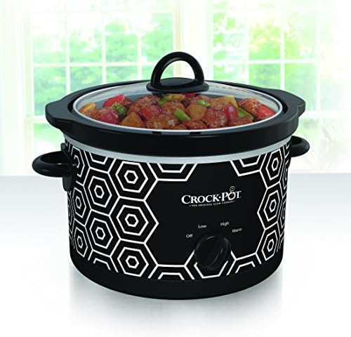 Crock-Pot 4.5 Quart Portable Slow Cooker – Black & White 3HGE